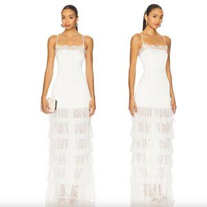 MAJORELLE Felicite Maxi Dress in White Satin Bridal Wedding Slip Formal Gown XXS